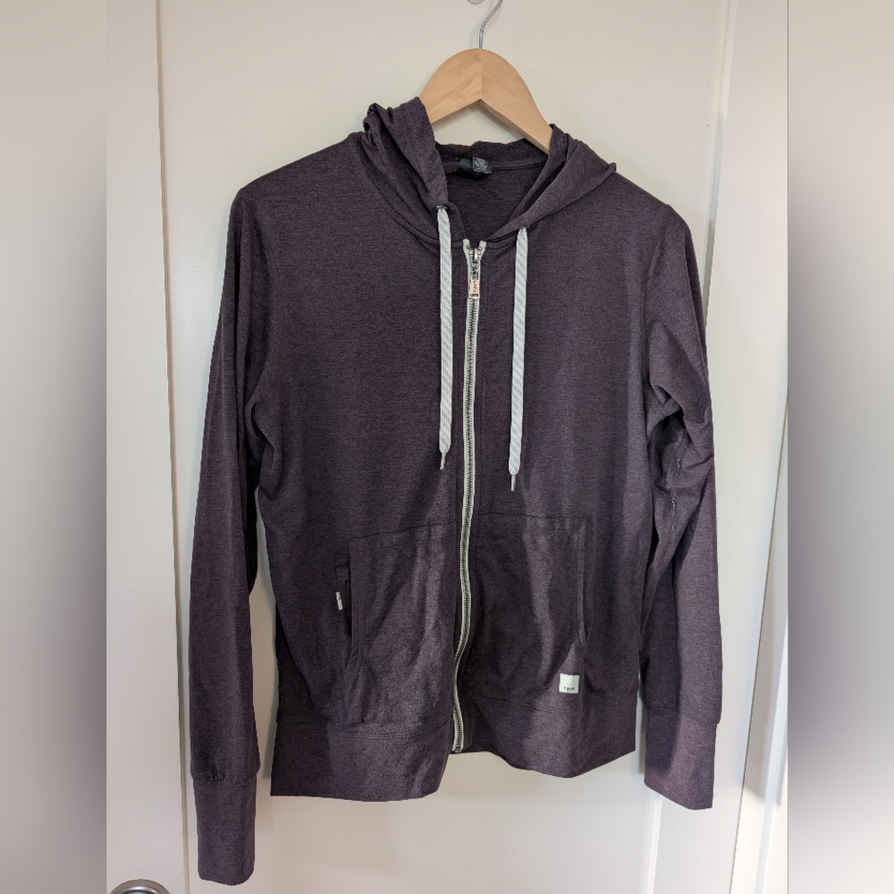 Vuori Halo Performance Full Zip Hoodie Plum Mauve Medium Lightweight Stretch